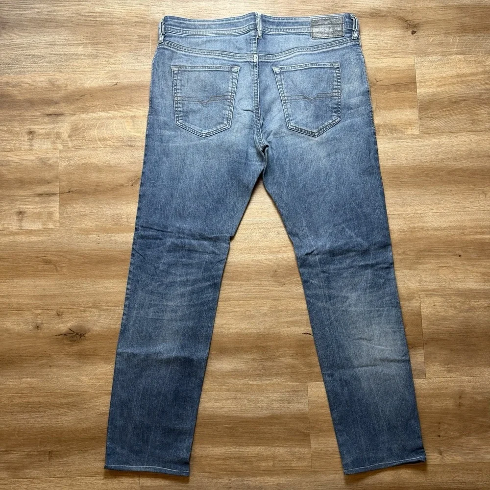 Diesel Buster Jeans Men 34x30 Blue Slim Tapered Stretch Destroyed Rock 0853R